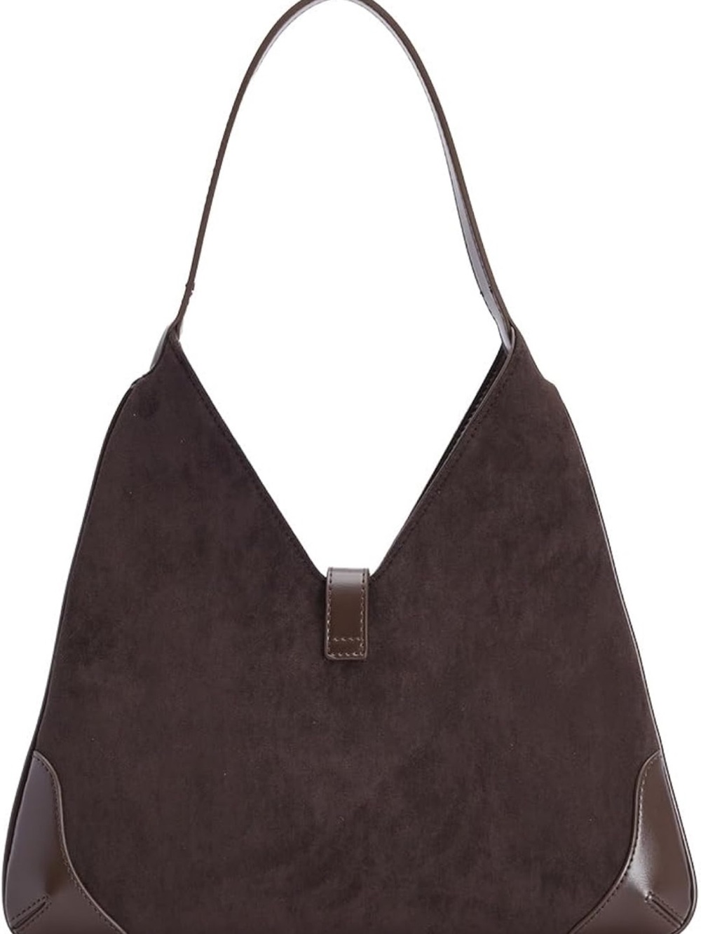 Urban Revivo Brown Suede Bag with Gold Hardware - Picture 3 of 8